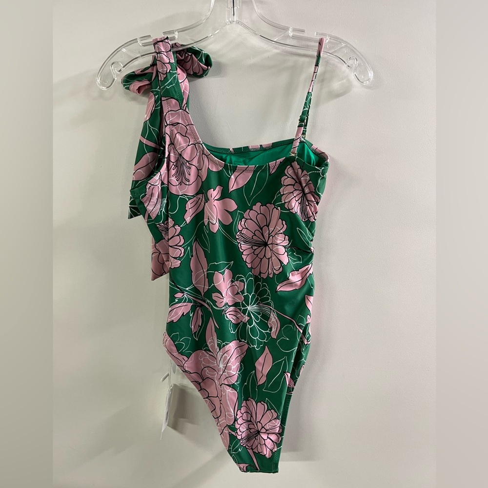 MILLY NWT Cabana Pink Nenuphar 1 Shoulder Water Lily One Piece Swimsuit Beach S - Picture 5 of 16